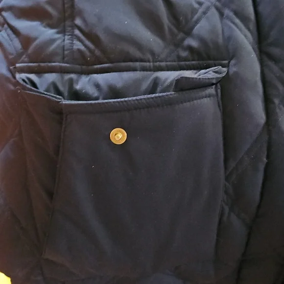 Lands' End Black Puffee Quilted  Long Coat - Picture 3 of 6